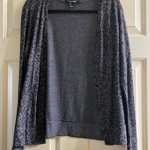 Forever 21 Charcoal Leopard Cardigan